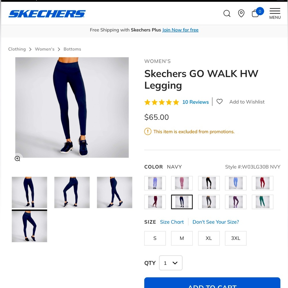 Sketchers Ladies Navy Leggings